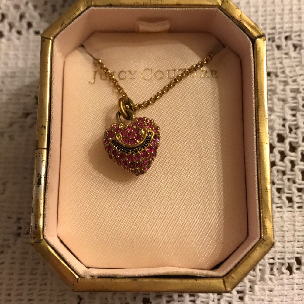 Juicy Couture pink and gold heart necklace